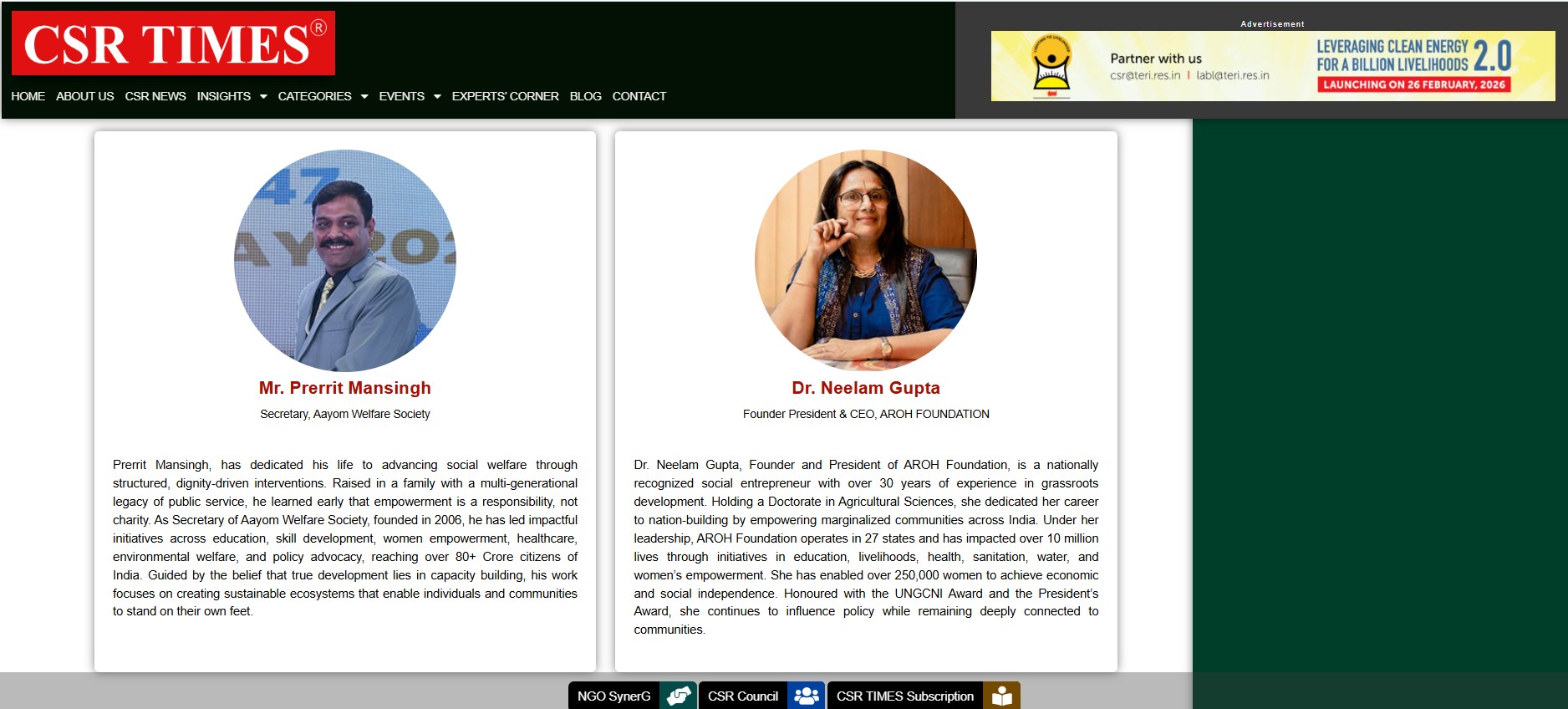 Top 50 CSR Professionals by CSR Times